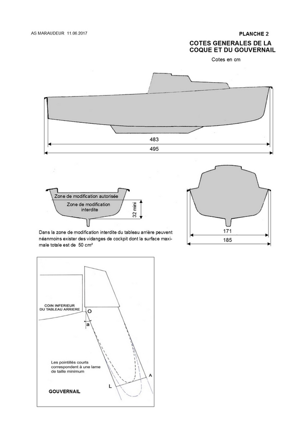 P 2 cotes coque gouvernail